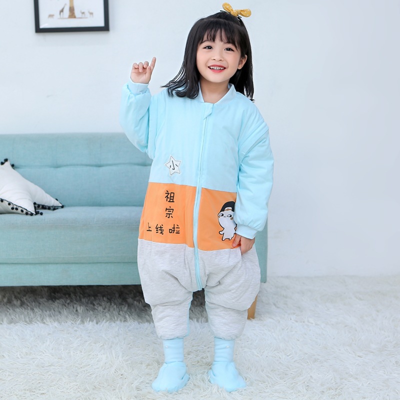 Baby Sleeping Bag Autumn and Winter Kick-proof Baby Thickened Sleeping Bag for Newborn Children Spring and Autumn Baby Leg-split Sleeping Bag