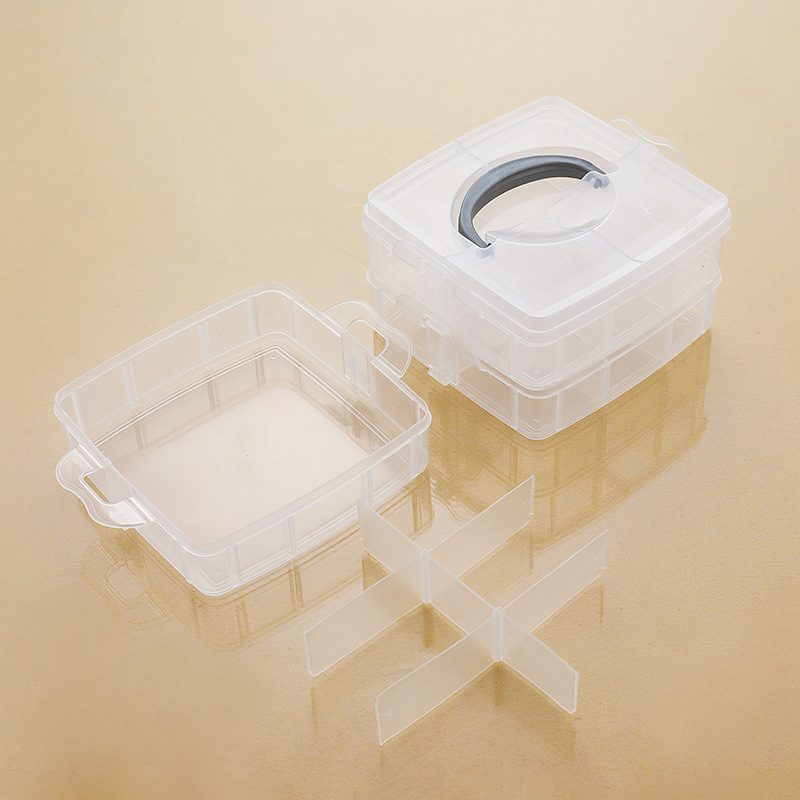 トランペット三層取り外し可能透明プラスチック収納ケースツールケース自由組み合わせ整理分類分類収納ボックス|undefined