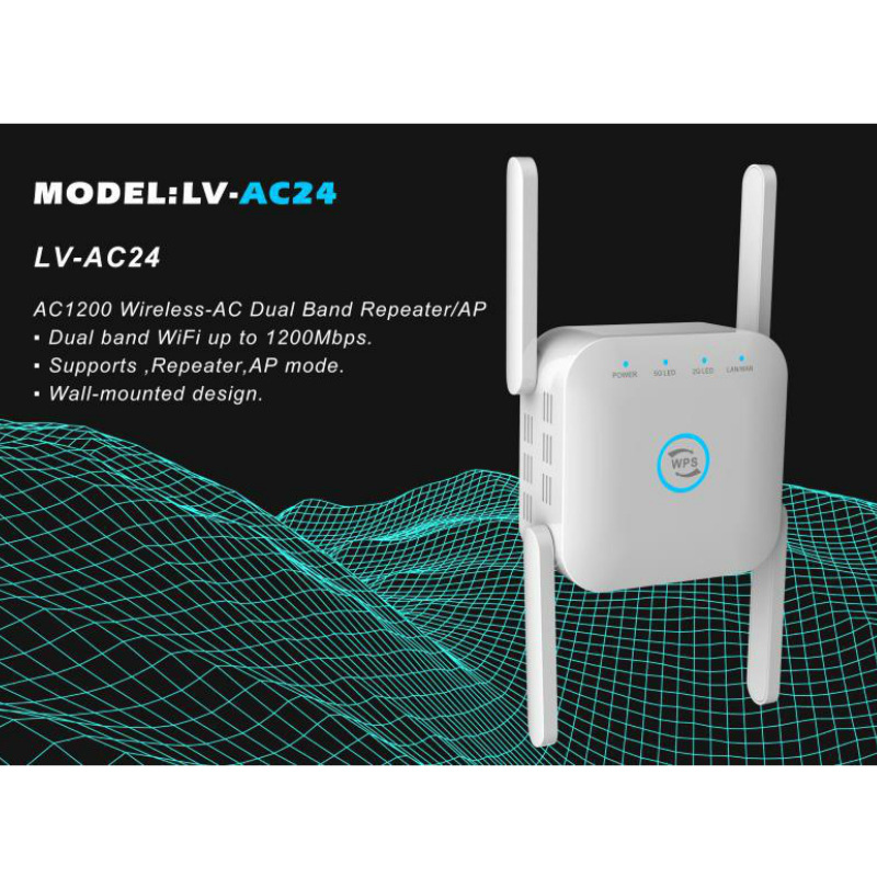 1200M Dual Band Network Repeater 5G Wireless WiFi Extender Routing Repeater Signal Amplifier AC24