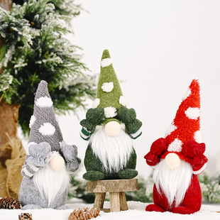 Haobei Christmas decorations snowflake hat covering eyes Doll Forest old man faceless doll ornaments small doll