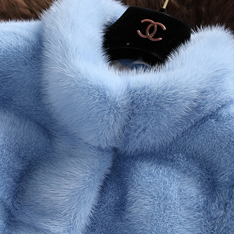 Amazon Imitation Fur Collar Coat 2020 Winter New Haining Fur Imitation Mink Fur Coat Women
