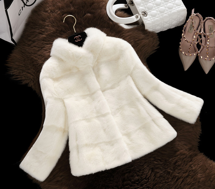Amazon Imitation Fur Collar Coat 2020 Winter New Haining Fur Imitation Mink Fur Coat Women