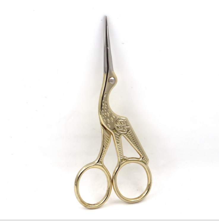 Spot stainless steel gold-plated crane shears retro dragon and phoenix shears yarn scissors tea cross stitch thread shears wholesale