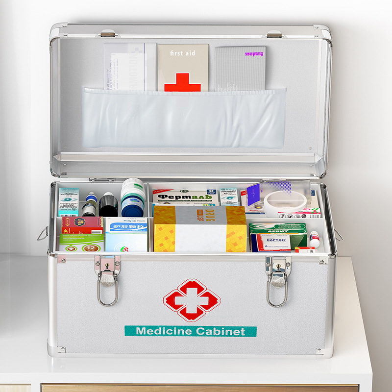 Household Medicine Box Emergency Medicine Storage Box Medical Care Clinic Box Aluminum Alloy Medicine Box Family First Aid Box Clinic Box