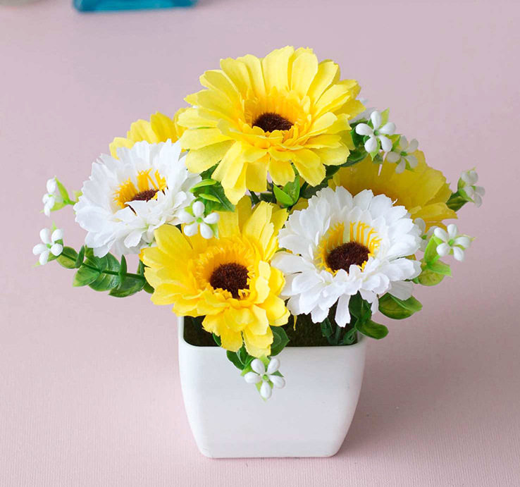 Artificial Flower Set Floor Living Room Mini Ornaments Interior Decoration Plastic Floral Dining Table Small Bonsai Flower Bonsai