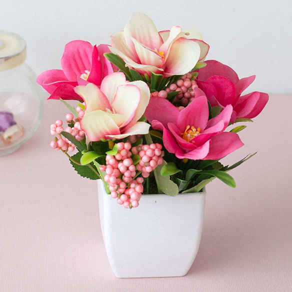 Artificial Flower Set Floor Living Room Mini Ornaments Interior Decoration Plastic Floral Dining Table Small Bonsai Flower Bonsai