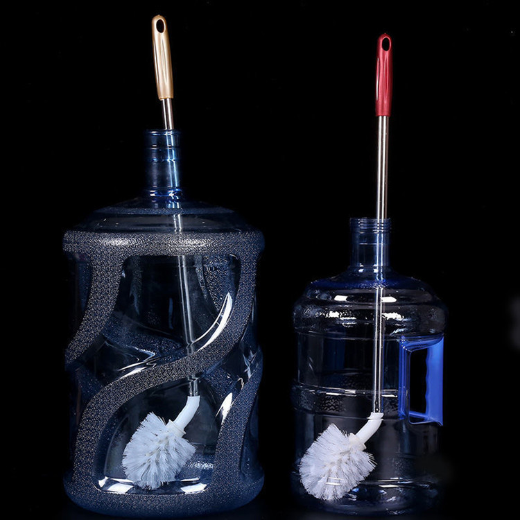 Factory steel rod washing bucket brush water dispenser mineral water bucket brush plastic spherical pure bucket cleaning long handle brush head