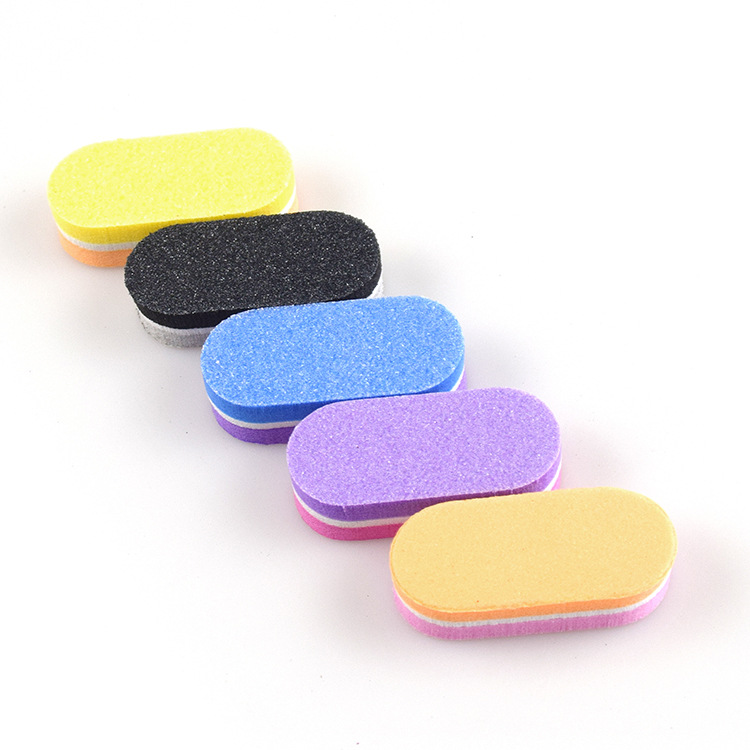 Two-color Mini Bean Grinding Block Mini Oval Sponge Rub Color Qi Repairable Nail Rub Strip Washable Gift