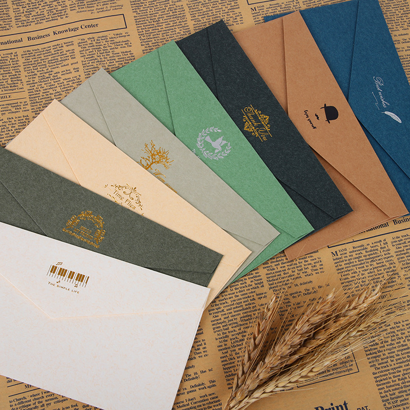 Bronzing Envelope Letter Paper Western-style Business Invitation Cowhide Retro Style Wedding Thickened No.5 3 Envelope Invitation Card Wholesale