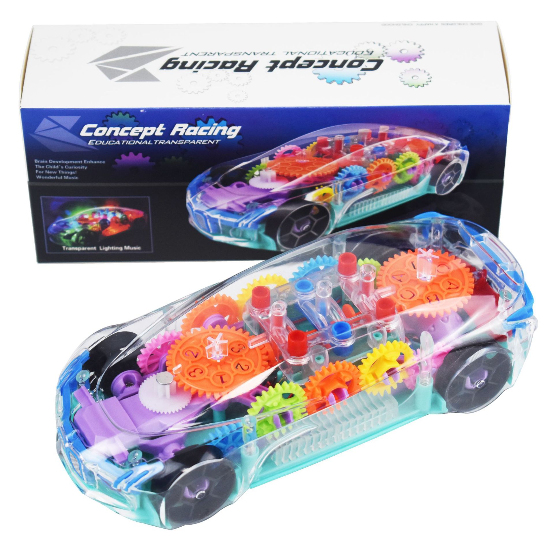 Supply transparent Gear Concept Car children's toy car Electric Music light universal concept car Universal driving car