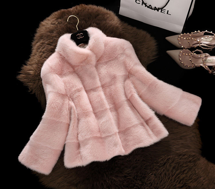 Amazon Imitation Fur Collar Coat 2020 Winter New Haining Fur Imitation Mink Fur Coat Women