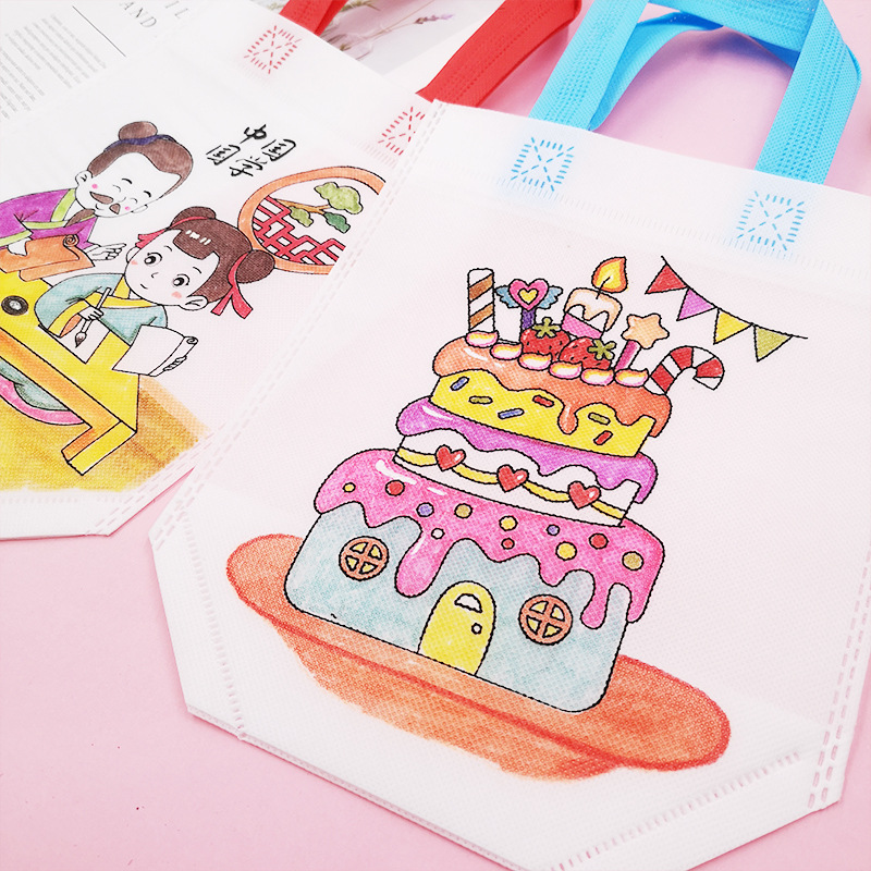 Children's DIY environmental protection graffiti bag children's kindergarten handmade coloring painting materials educational coloring