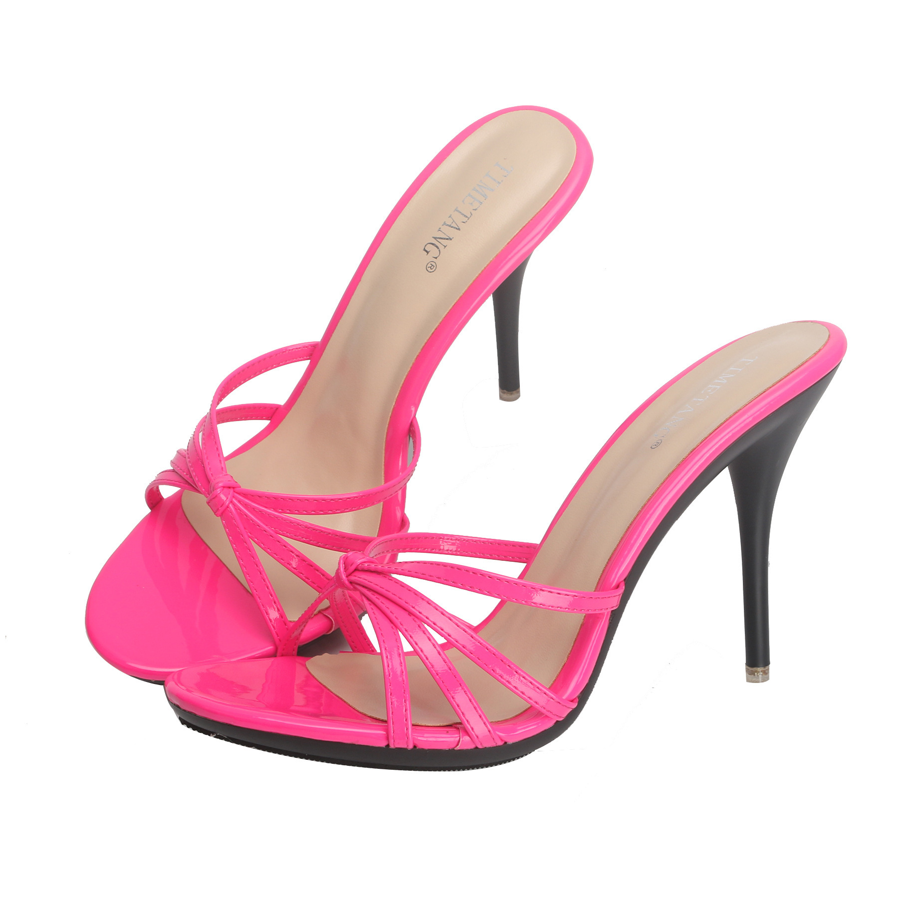Small stiletto knot stiletto heel sandals with one heel women's sandals AliExpress Amazon one-piece delivery