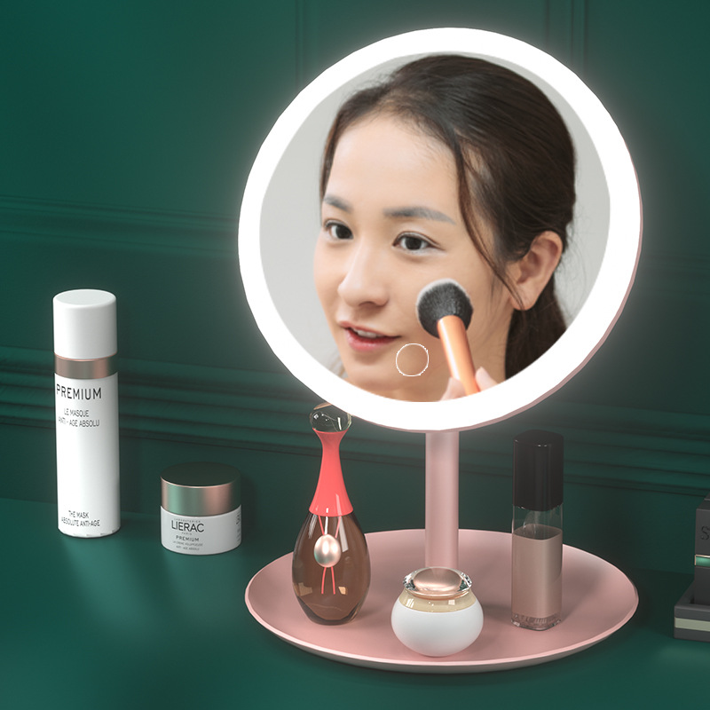 LED makeup mirror female student dormitory Beauty Mirror with lamp desktop mirror portable folding dressing mirror charging