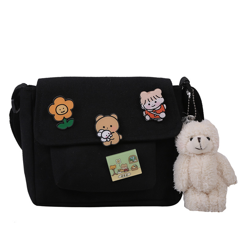 Ins Cute Canvas Small Bag Women's 2025 New Japanese Harajuku Crossbody Bag All-match Student Girl's Shoulder Bag