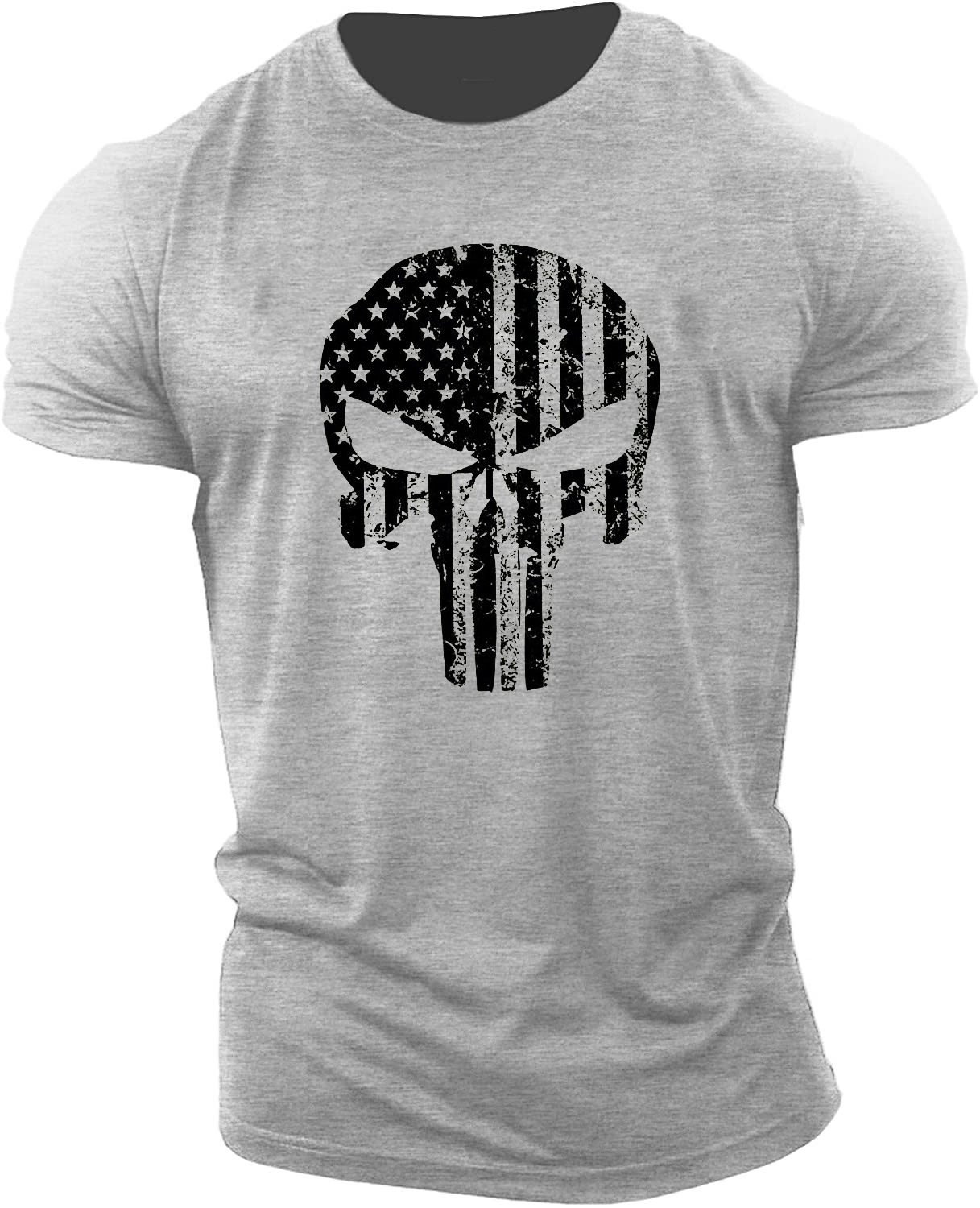 Cross-border Amazon Wish Cross-border ebay Men's Skull Fitness Short-sleeved T-shirt Cotton Gym GYM