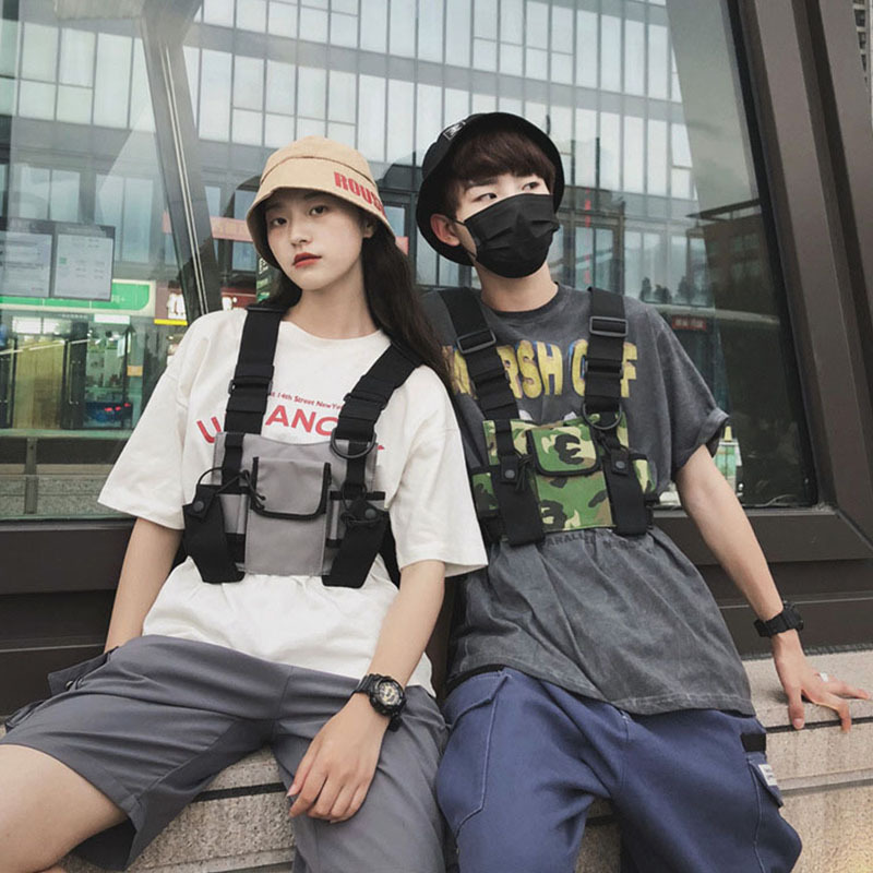 Trendy Street Men's and Women's Chest Bag Vest Eating Chicken Vest Tactical Bag Hip-Hop Functional Performance Backpack Trendy Cool Waist Bag