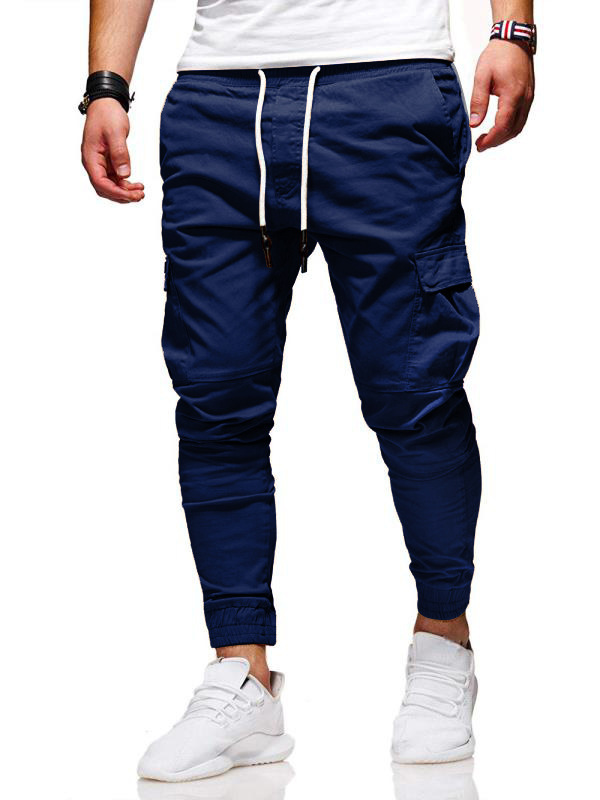 Autumn and Winter Classic Three-Dimensional Pocket Skinny Pants Lanyard Staggered Sports Pants Long Casual Pants Jogging Pants