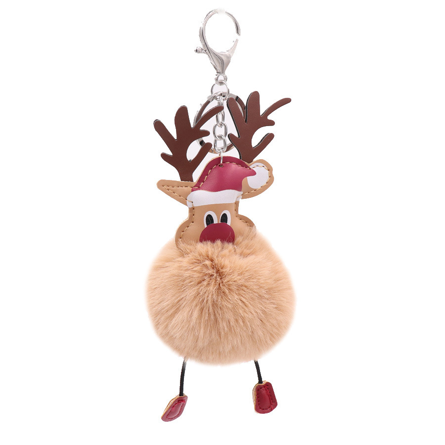 Winter Christmas fawn fur ball keychain cute Christmas elk Plush Bag pendant manufacturers wholesale