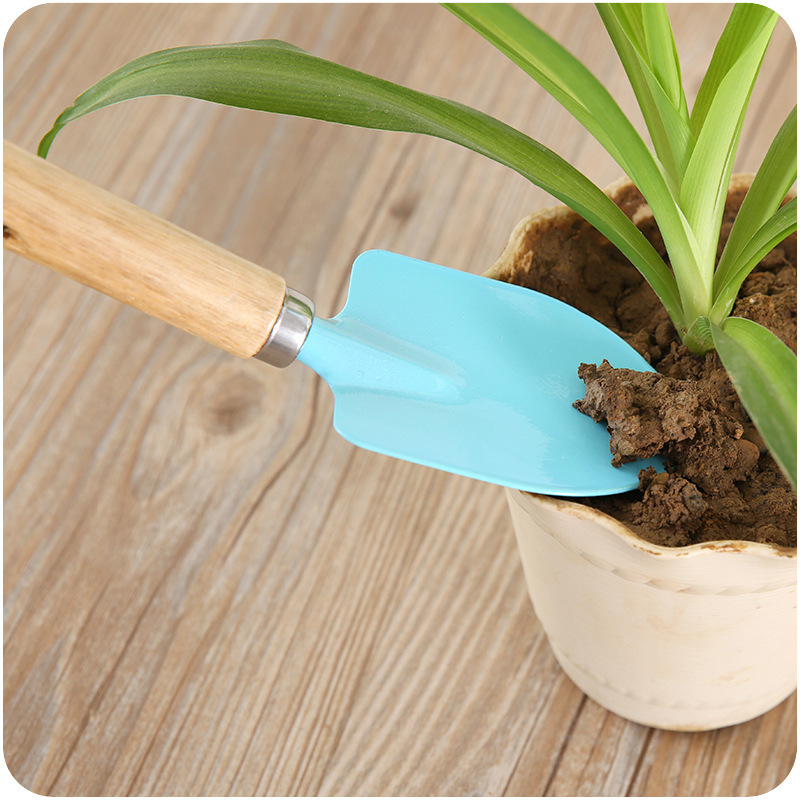 A796 Home Gardening Tools Mini Wooden Handle Small Shovel Rake Three-piece Set Flower Planting Potted Small Flower Shovel
