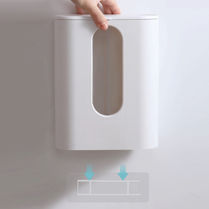 F406 Household Cup Ticker Disposable Cup Holder Water Dispenser Dust-proof Water Cup Holder Wall-mounted Double-tube Paper Cup Storage Rack
