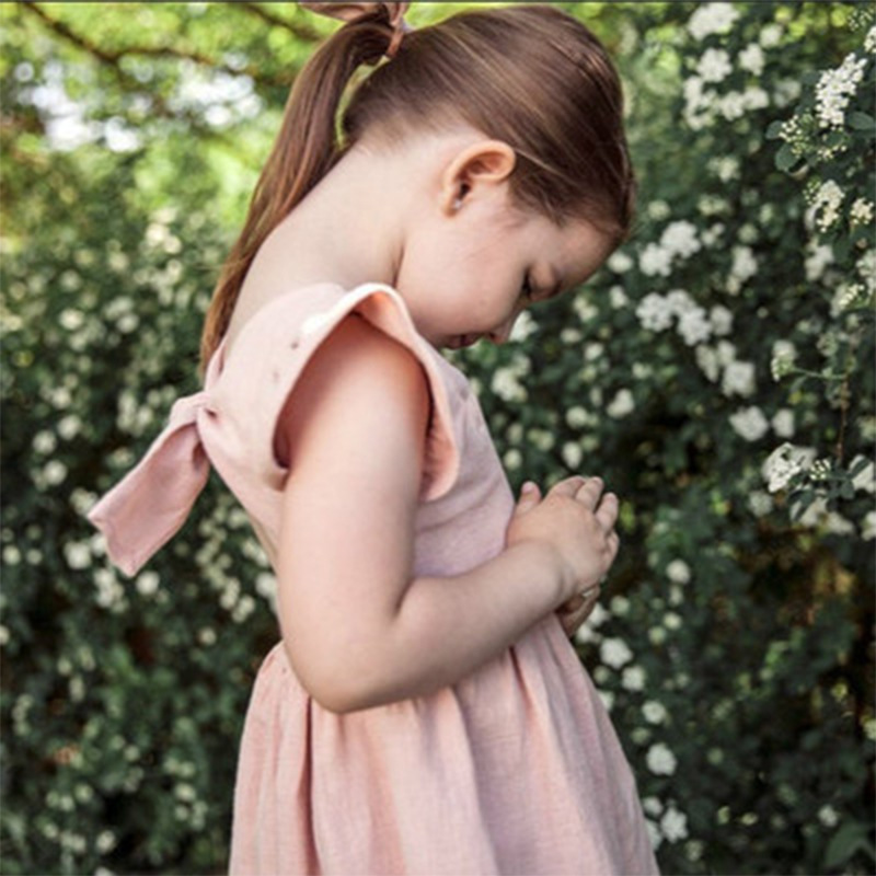 Girls dress Summer Cotton Class A Blue high quality European and American New 2025 Children Thin Daily