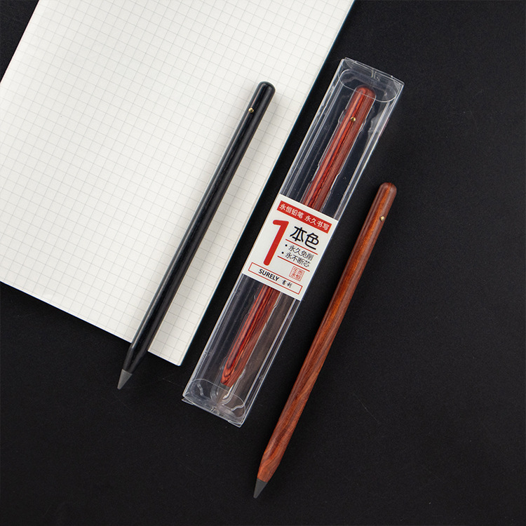Manufacturer sandalwood eternal pencil metal pen business gift pen no ink can not finish writing pencil in stock supply