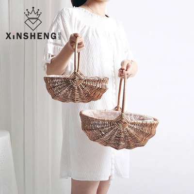 Korean-style creative hand-held flower basket woven handmade flower arrangement material rattan wicker basket holiday gift basket