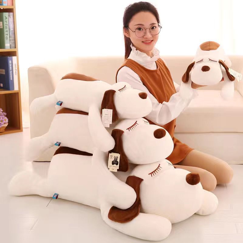 Cute lying dog plush toy down cotton dog doll children sleeping soft pillow rag doll activity gift