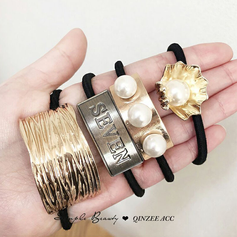 Cold Style Metal Rubber Tendon Women's Hair Tie Ring Mori Style Headline Female Simple Korean Style Headwear Cyber Popular Headline_voghion.com