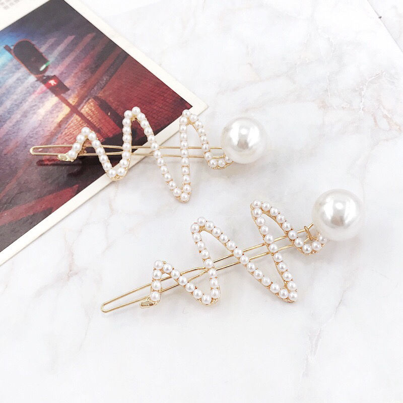 Korean Style Distinctive Girl Pearl Hairpin Side Clip Top Clip One Word Clip Bangs Hairpin Internet Red Hair Accessories Fairy Headwear