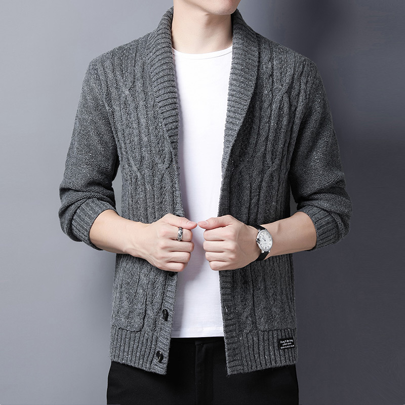 Factory Outlet Men's Cardigan Sweater Spring and Autumn Retro plus size Lapel Knitwear Young and Middle-aged Casual Men's Coat