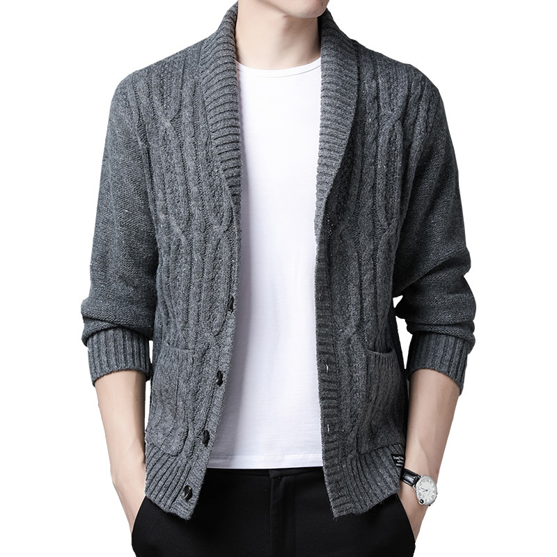 Factory Outlet Men's Cardigan Sweater Spring and Autumn Retro plus size Lapel Knitwear Young and Middle-aged Casual Men's Coat