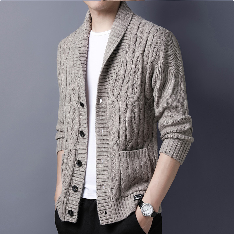 Factory Outlet Men's Cardigan Sweater Spring and Autumn Retro plus size Lapel Knitwear Young and Middle-aged Casual Men's Coat