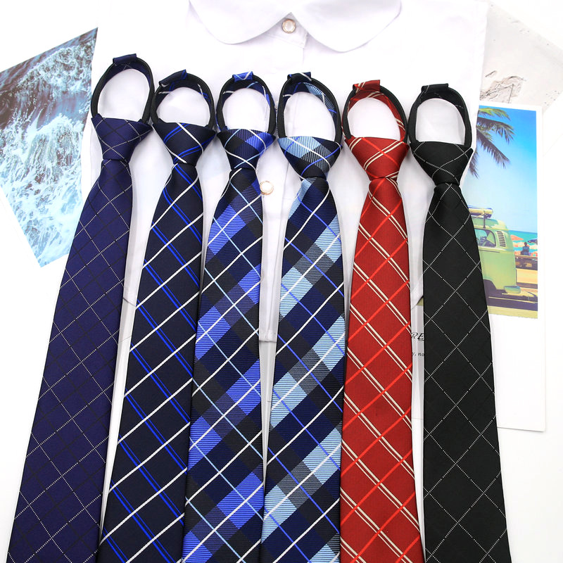 Japanese Plaid Striped Tie Unisex Narrow Fashionable jk Uniform College Style Lazy Zipper Tie Spot