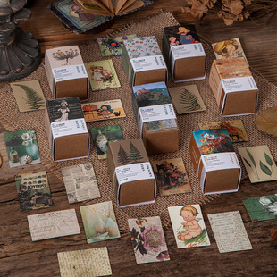 Mo Jing 100 mini notes small cards small books 2 series retro hand account collage material message Paper 8