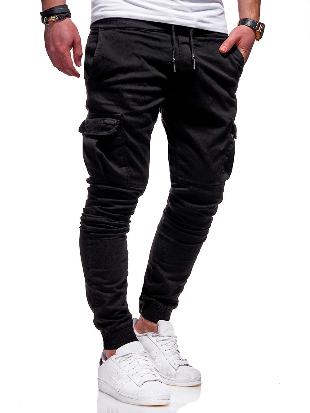 Autumn and Winter Classic Three-Dimensional Pocket Skinny Pants Lanyard Staggered Sports Pants Long Casual Pants Jogging Pants