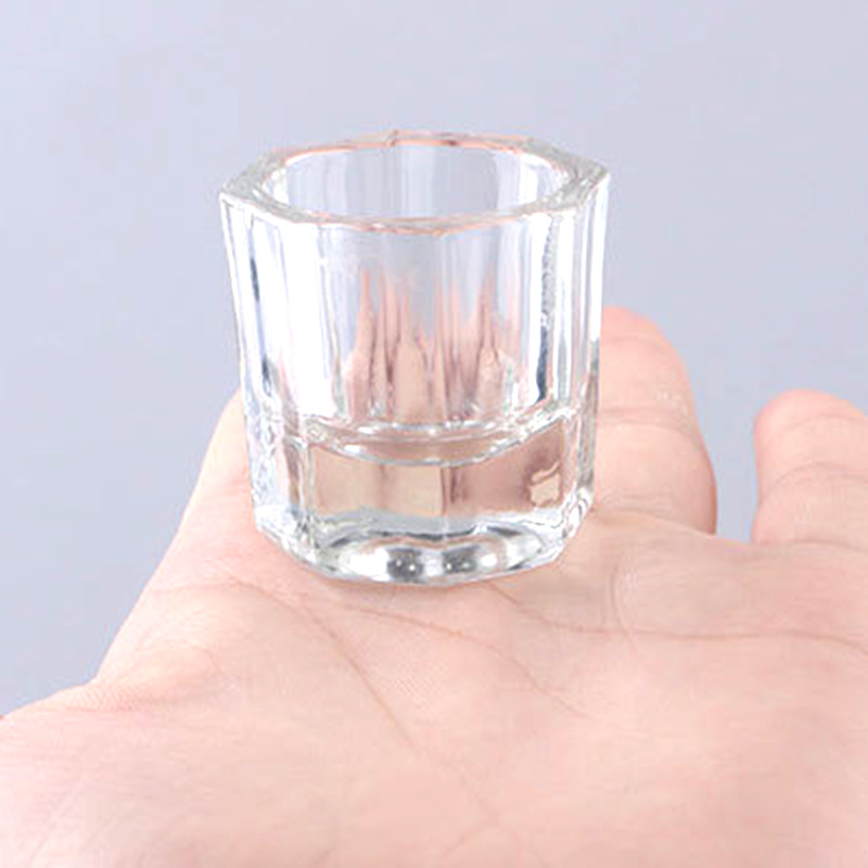 Nail Art Tools Crystal Cup Glass Octagonal Cup Transparent Carved Crystal Liquid Cup Pen Washing Water Paint Bottle