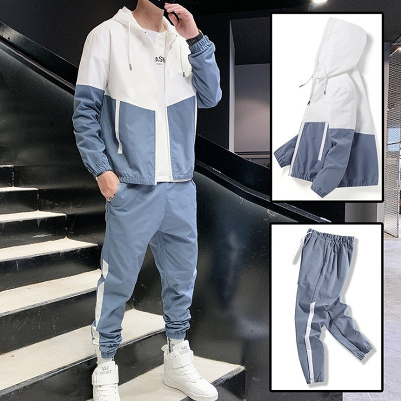 suit Men's 2024 Spring New Casual suit Youth Korean Sports Two-piece plus size Sports suit Trendy
