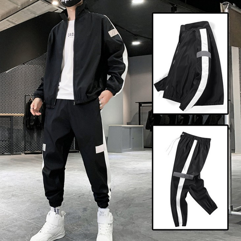 suit Men's 2024 Spring New Casual suit Youth Korean Sports Two-piece plus size Sports suit Trendy