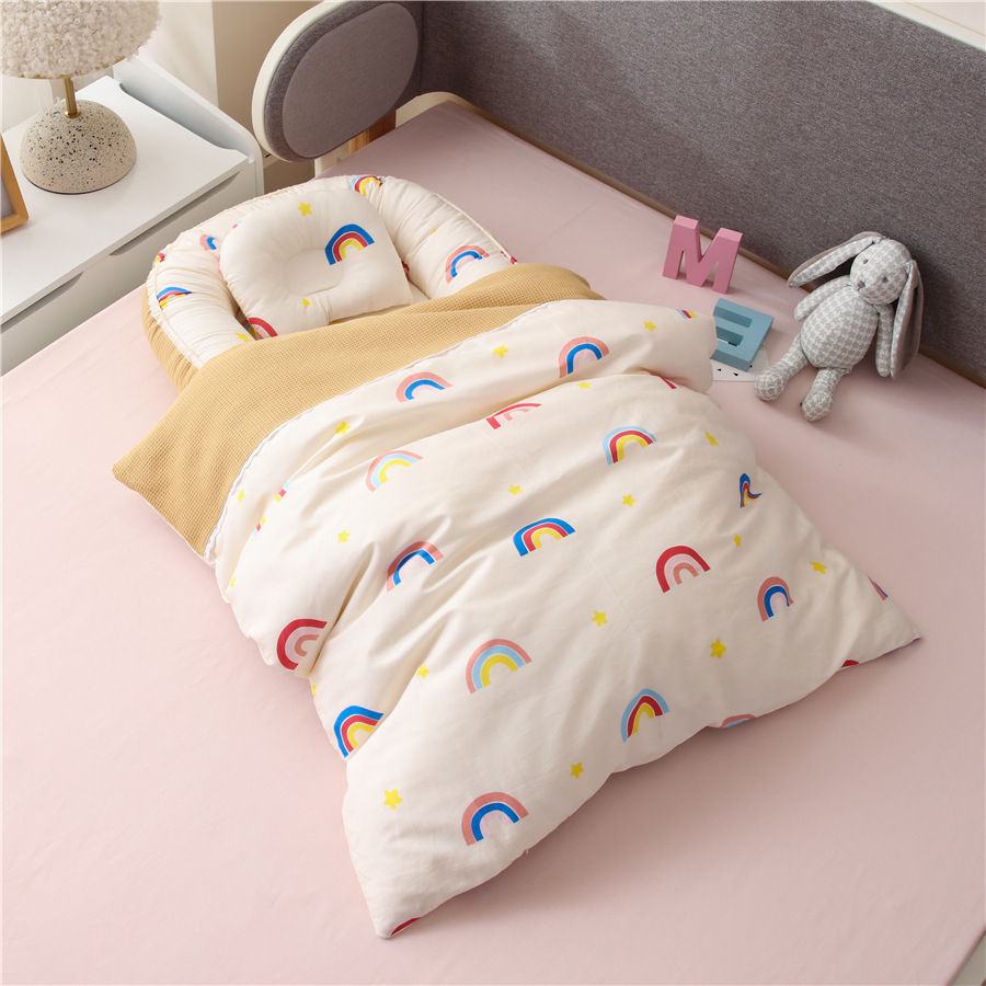 Honeycomb Breathable Hemei Removable and Washable Portable Crib Bed Bionic Baby Nest Baby Pillow Travel Crib