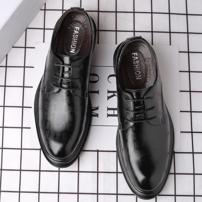 Business Dress Leather Shoes Men's Genuine Leather Casual Men's Shoes British Fashionable Breathable Groom's Young Korean Style Wedding Shoes