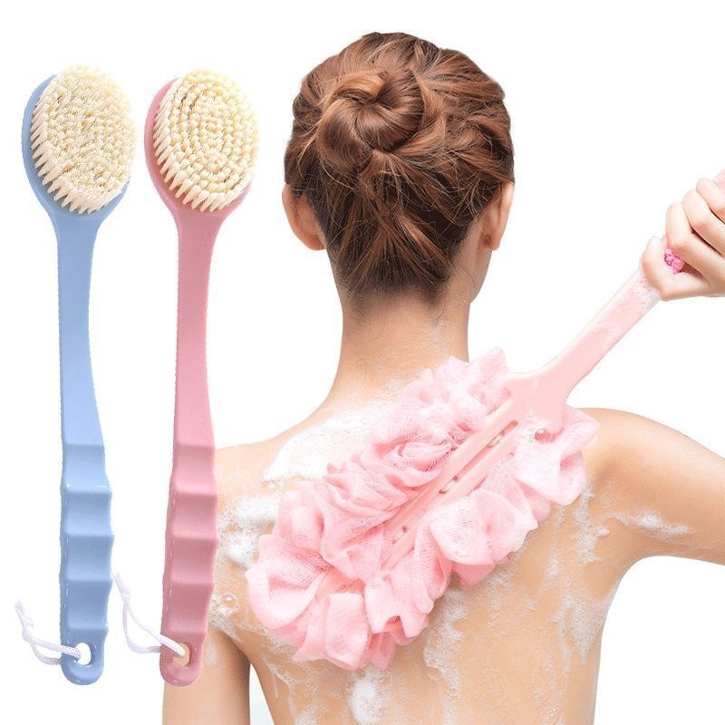 Bathroom dual-use bath brush bath brush long handle soft brush exfoliating bath brush rubbing back bath ball brush