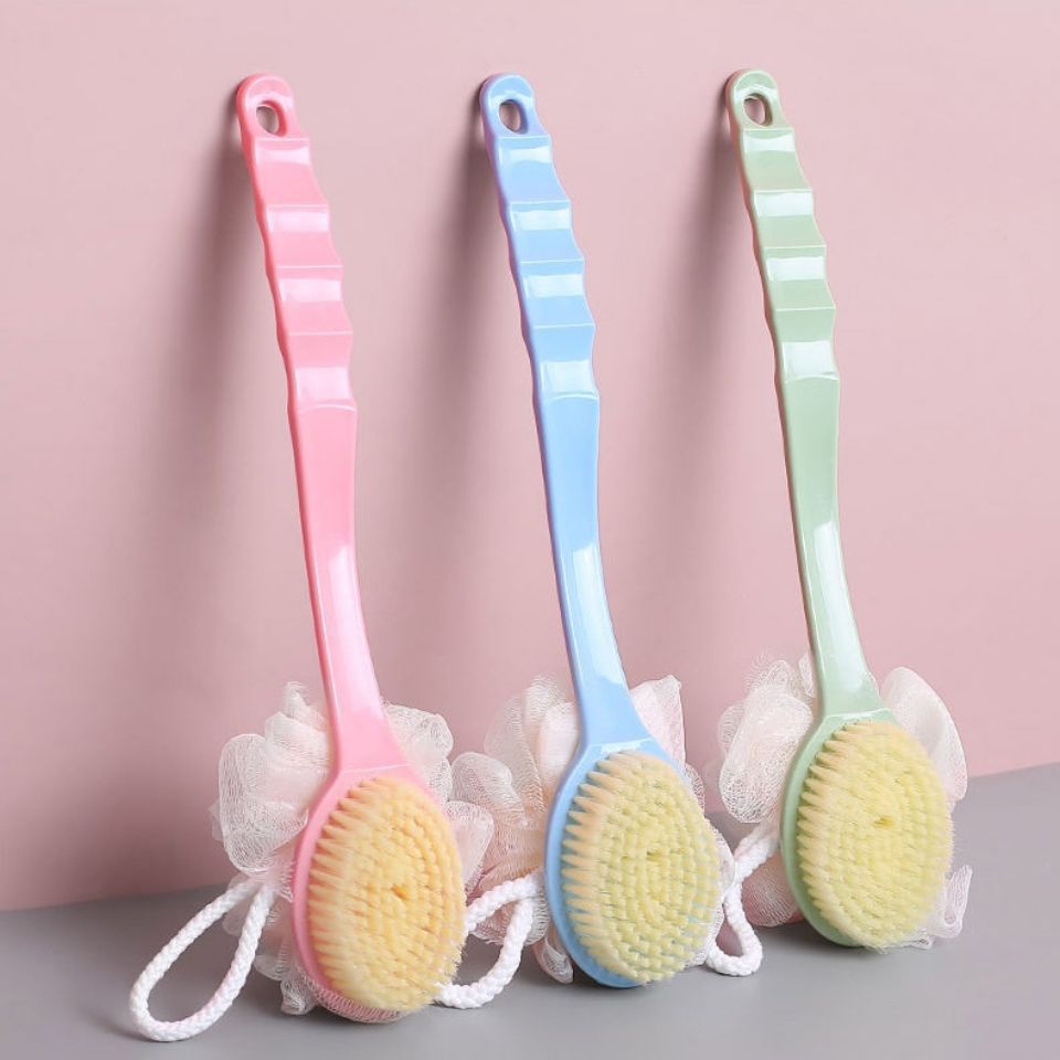 Bathroom dual-use bath brush bath brush long handle soft brush exfoliating bath brush rubbing back bath ball brush