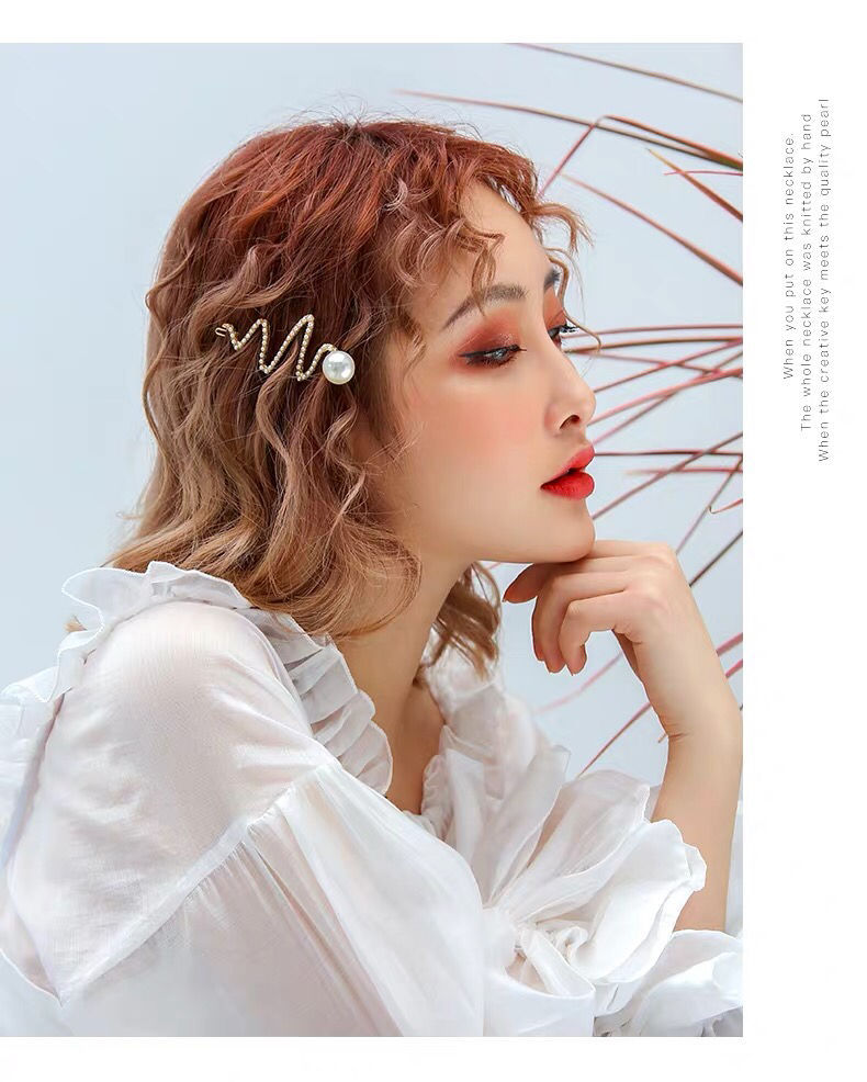 Korean Style Distinctive Girl Pearl Hairpin Side Clip Top Clip One Word Clip Bangs Hairpin Internet Red Hair Accessories Fairy Headwear