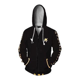 2020 Volleyball Junior Black Wolf Series Cardigan Jacket Animation Peripheral Cross-Border Hooded 3D Sweatshirt Printed Sweatshirt Men