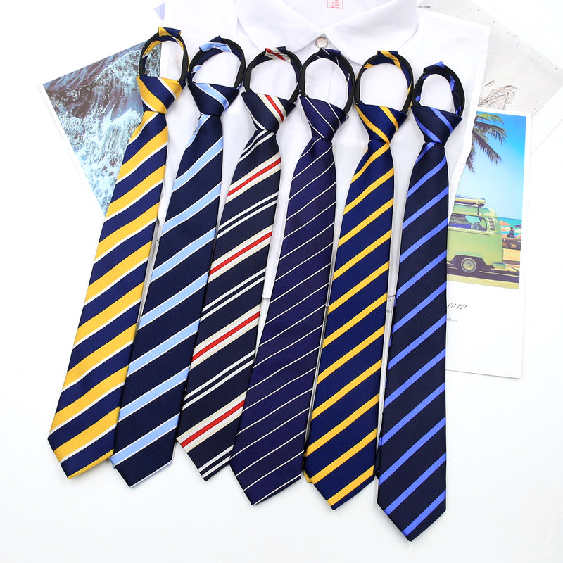 Japanese Plaid Striped Tie Unisex Narrow Fashionable jk Uniform College Style Lazy Zipper Tie Spot