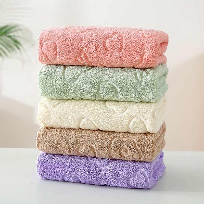 Factory wholesale coral fleece embossed towel soft absorbent quick-drying cute cartoon face towel bear gift