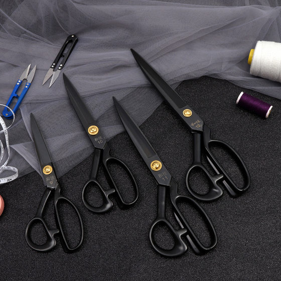 Tailor scissors wholesale carbon steel tailoring large black clothing scissors 10 inch 11 inch 12 inch industrial cloth cutting scissors