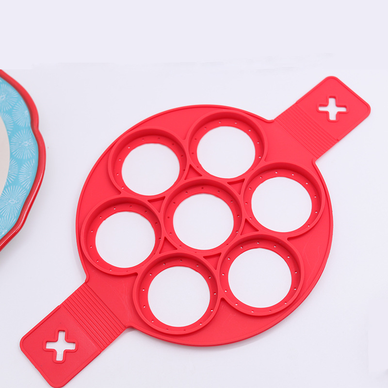 Cross-border Porous Pancake Silicone Pancake Maker 7 Hole Egg Fries Silicone Baking Tools Silicone Egg Fries Pancake Mold